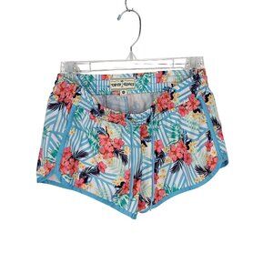 Tipsy Elves Womens Hawaiian Floral Print Drawstring Shorts Size XS‎ Polyester